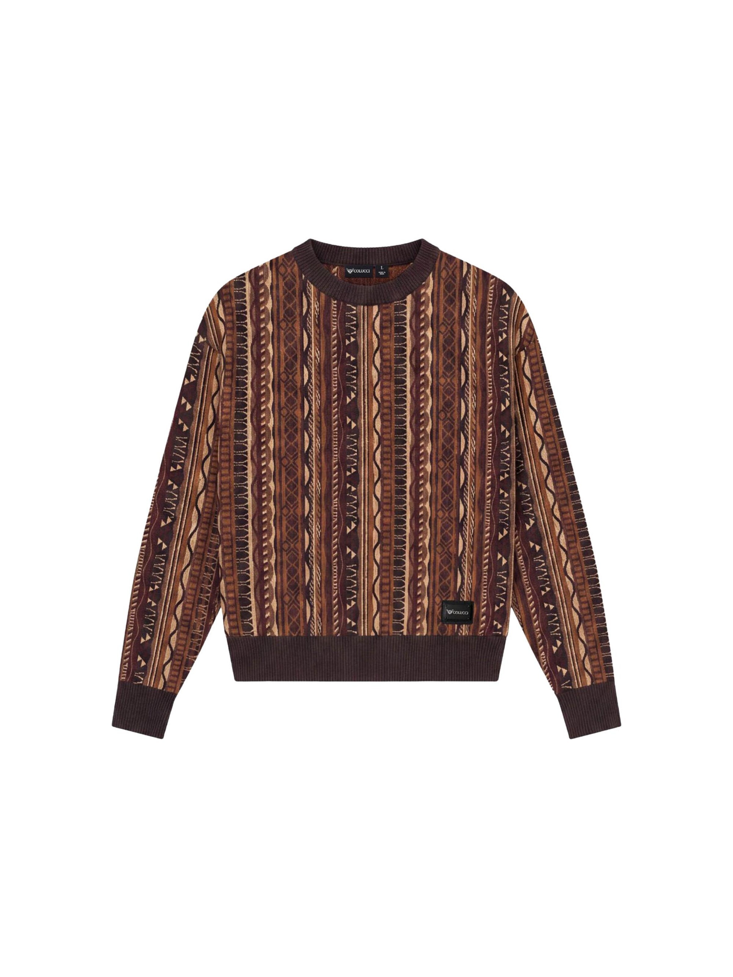 Colucci Pullover 'AOP'‌‌‌‌‌‌‌‌‌‌ in Braun: Vorderseite