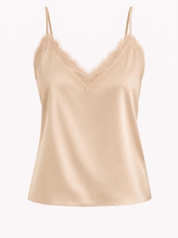 Worldclassca Top 'Spaghetti Lace Trim Top' in Beige: front