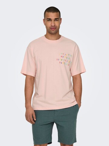 Only & Sons T-Shirt 'MANI' in Pink: predná strana