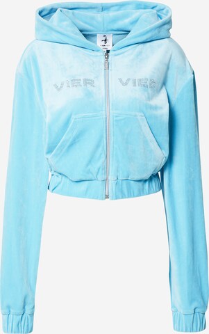 VIERVIER Zip-Up Hoodie 'Adriana' in Blue: front