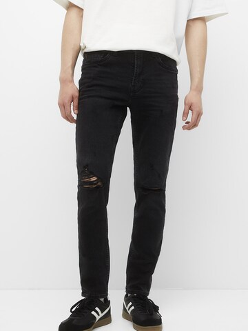 Pull&Bear Slimfit Jeans in Zwart: voorkant