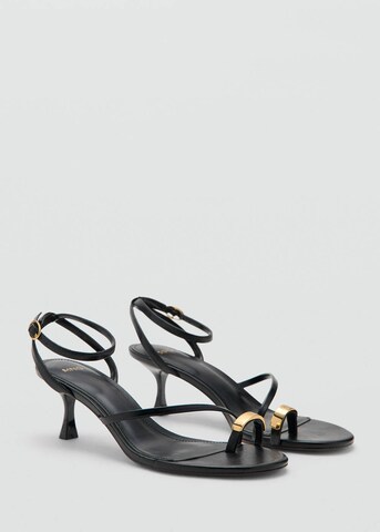 MANGO T-Bar Sandals 'Niza' in Black