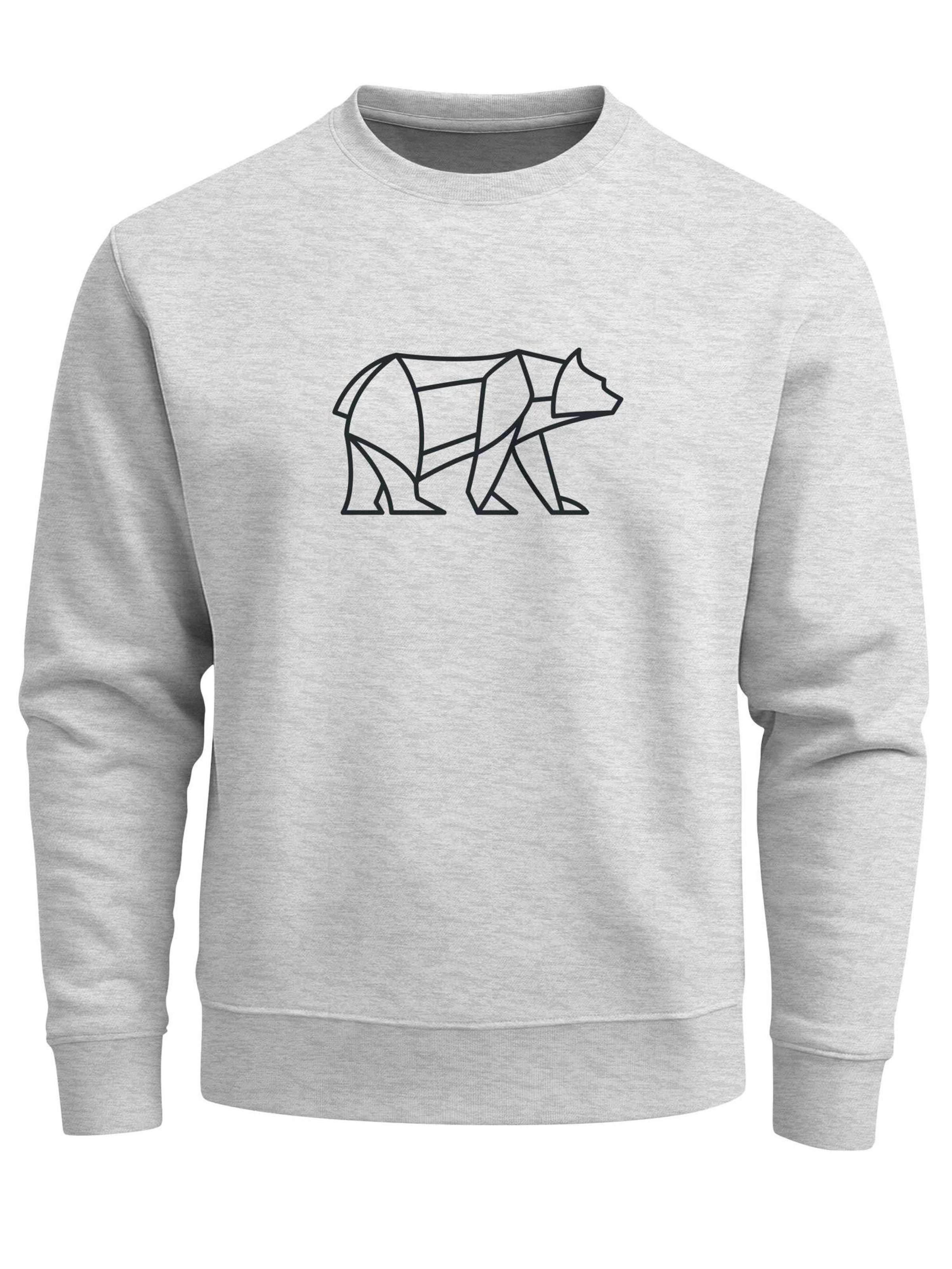 Neverless Sweatshirt 'Bär Lineart Polygon' in Grey: front