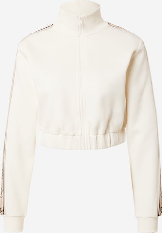 GUESS Athletic Zip-Up Hoodie 'NEW BRITNEY' in Beige: front