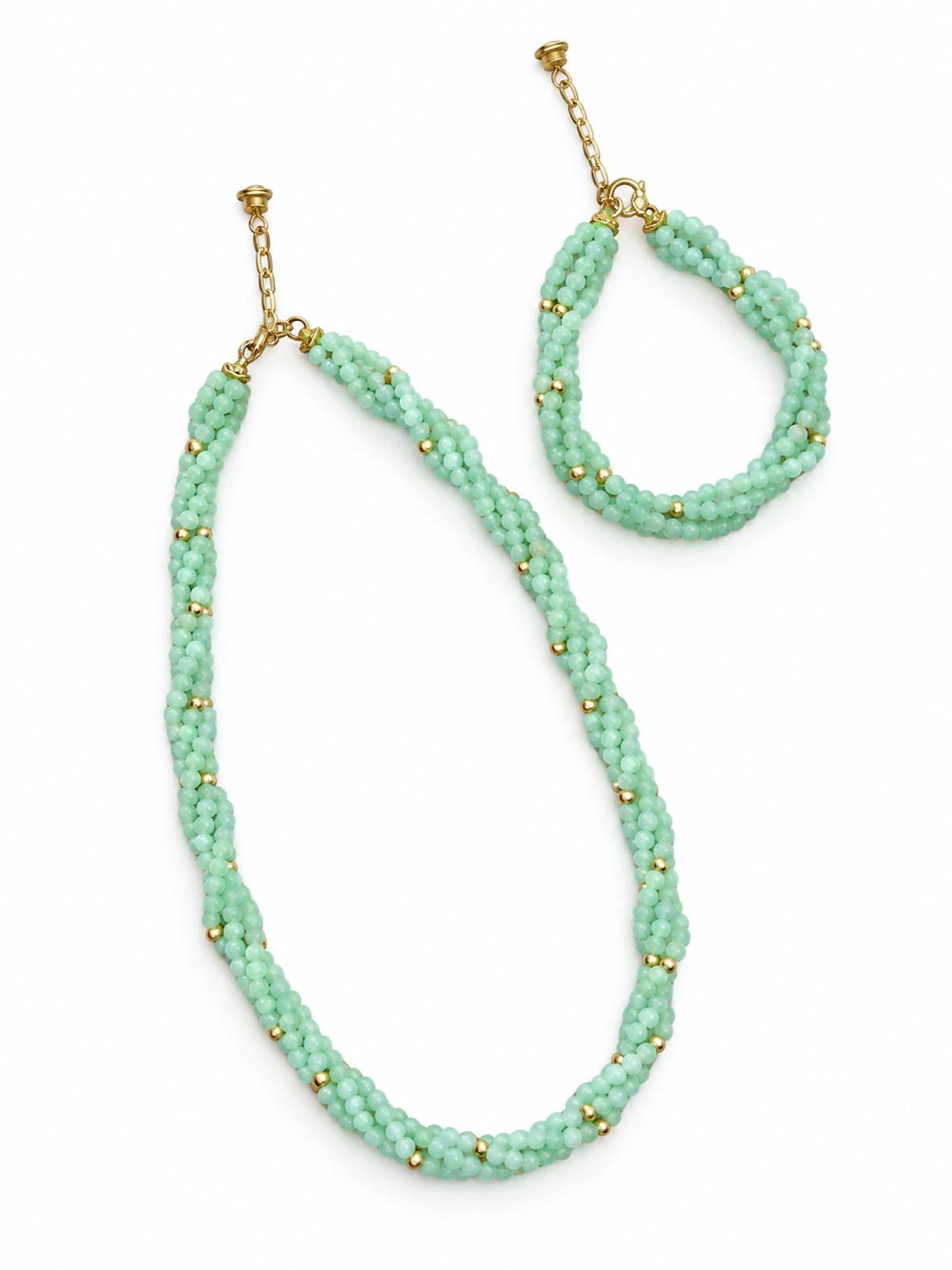 Parure de bijoux 'Lucky Jade' LanLivia en or : devant
