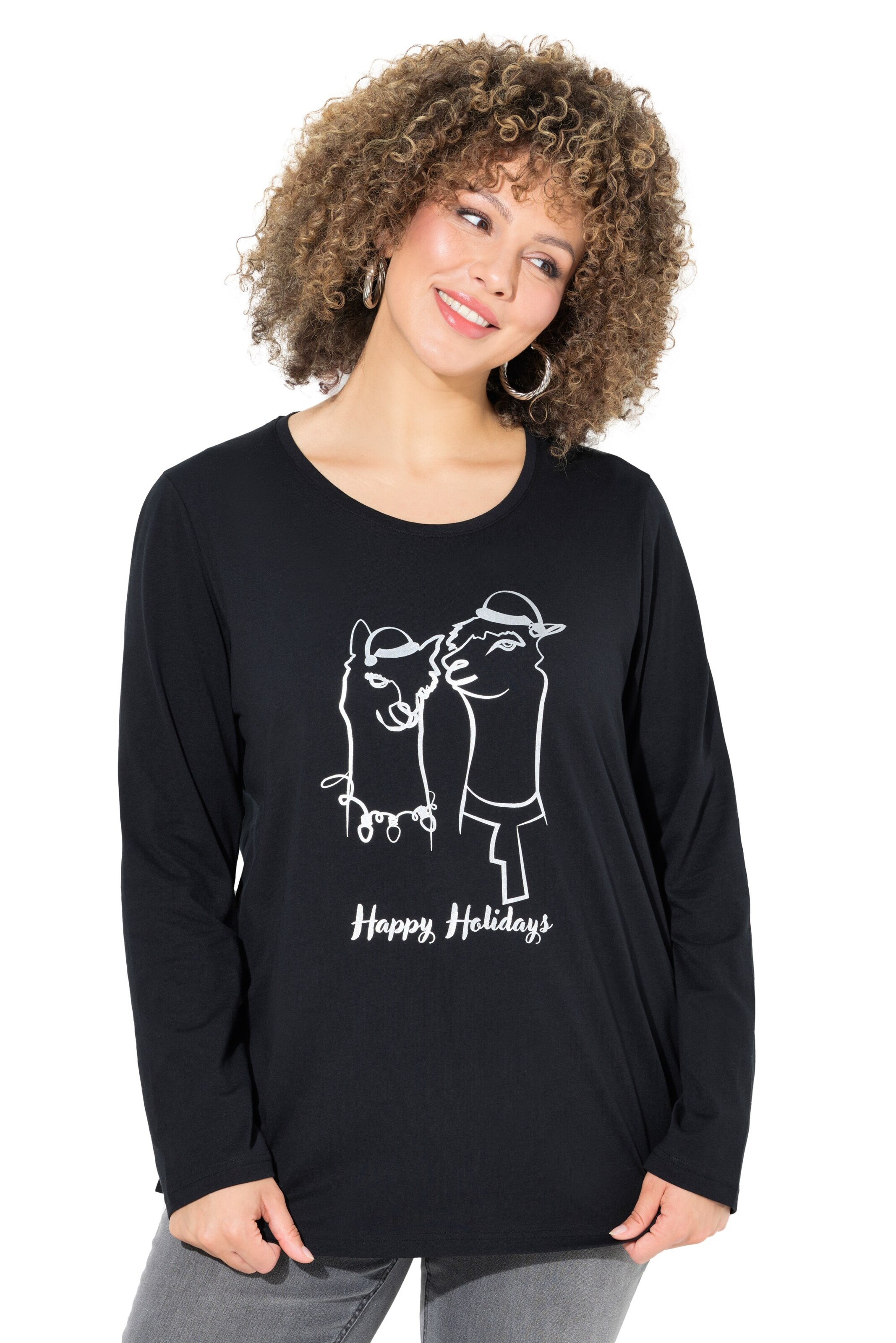 T-shirt Ulla Popken en noir : devant