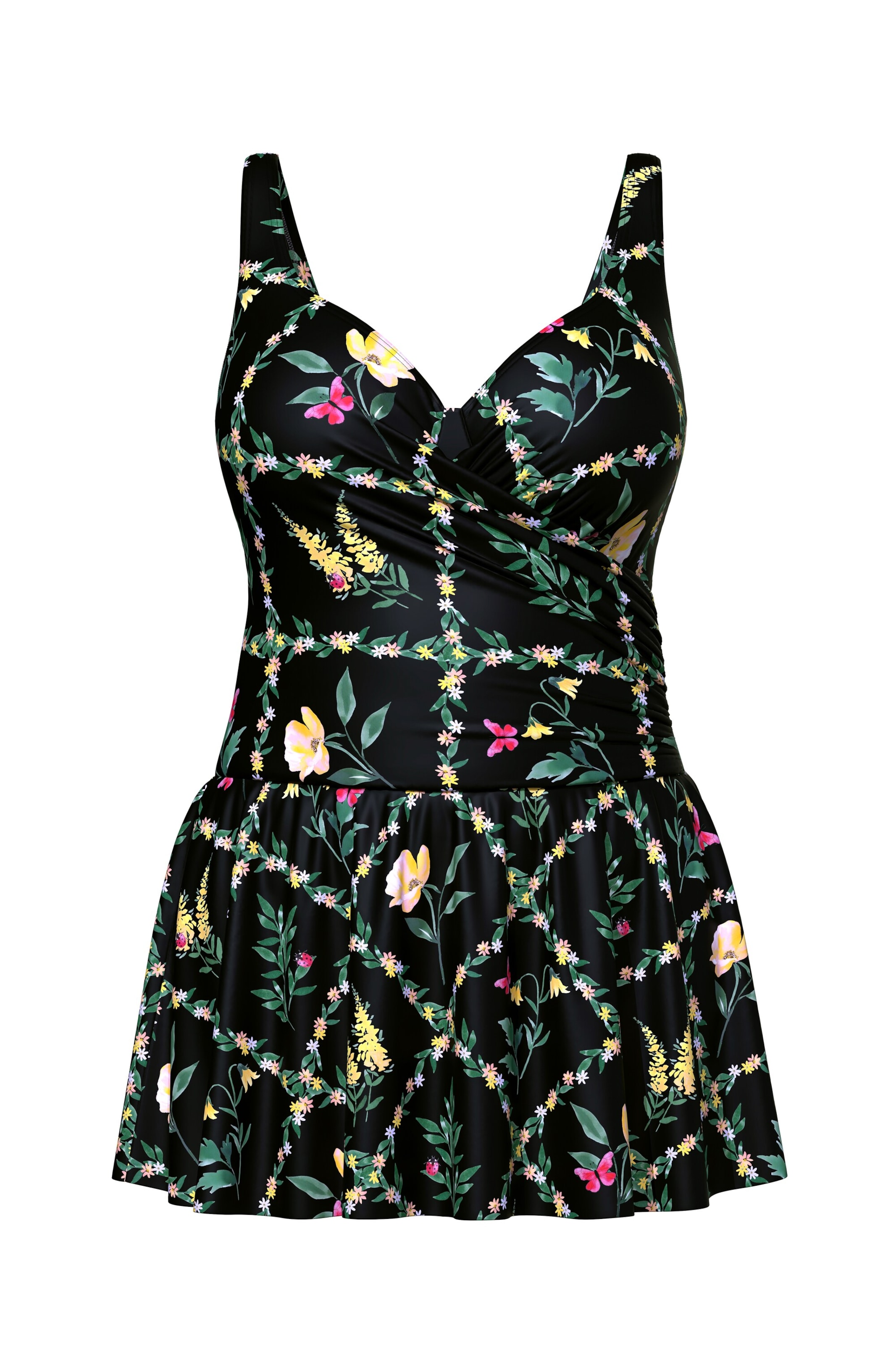 Ulla Popken Push-up Badpakjurk in Zwart: voorkant