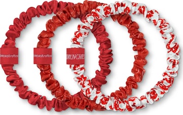 BRUNCHIES® Hair jewelry 'Co-Creation BRUNCHIES® x menstruflow – 3er Set aus 100 % Maulbeerseide in tollen Rottönen mit Signature-Print' in White: front