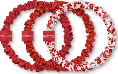 BRUNCHIES® Hair jewelry 'Co-Creation BRUNCHIES® x menstruflow – 3er Set aus 100 % Maulbeerseide in tollen Rottönen mit Signature-Print' in 8cm x 8cm in White, Item view