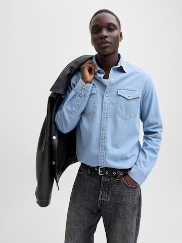 Jacks & Jones Regular Fit Hemd 'Herren Langarm Hemd'‌ in Blau