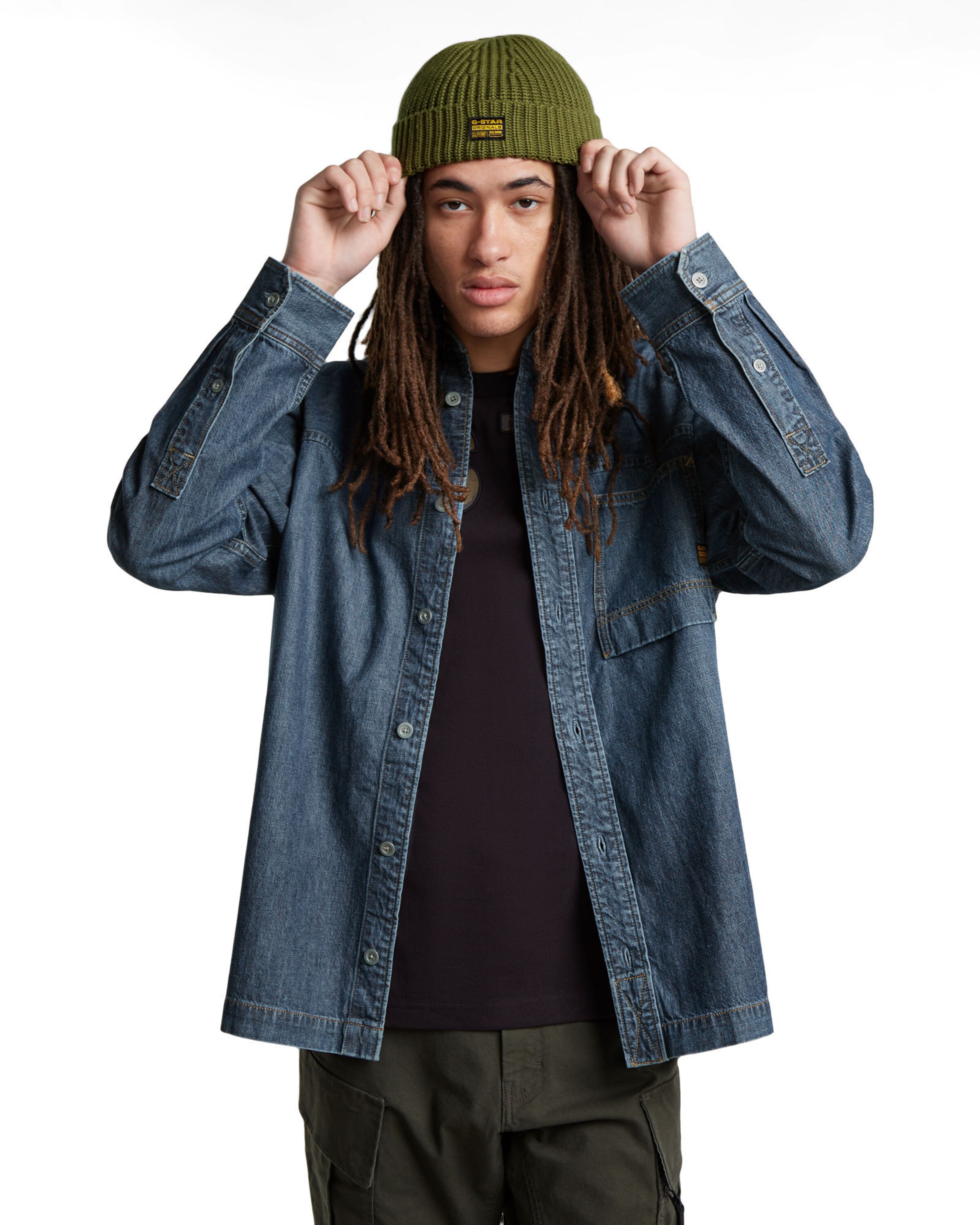 G-STAR Comfort fit Button Up Shirt in Blue: front