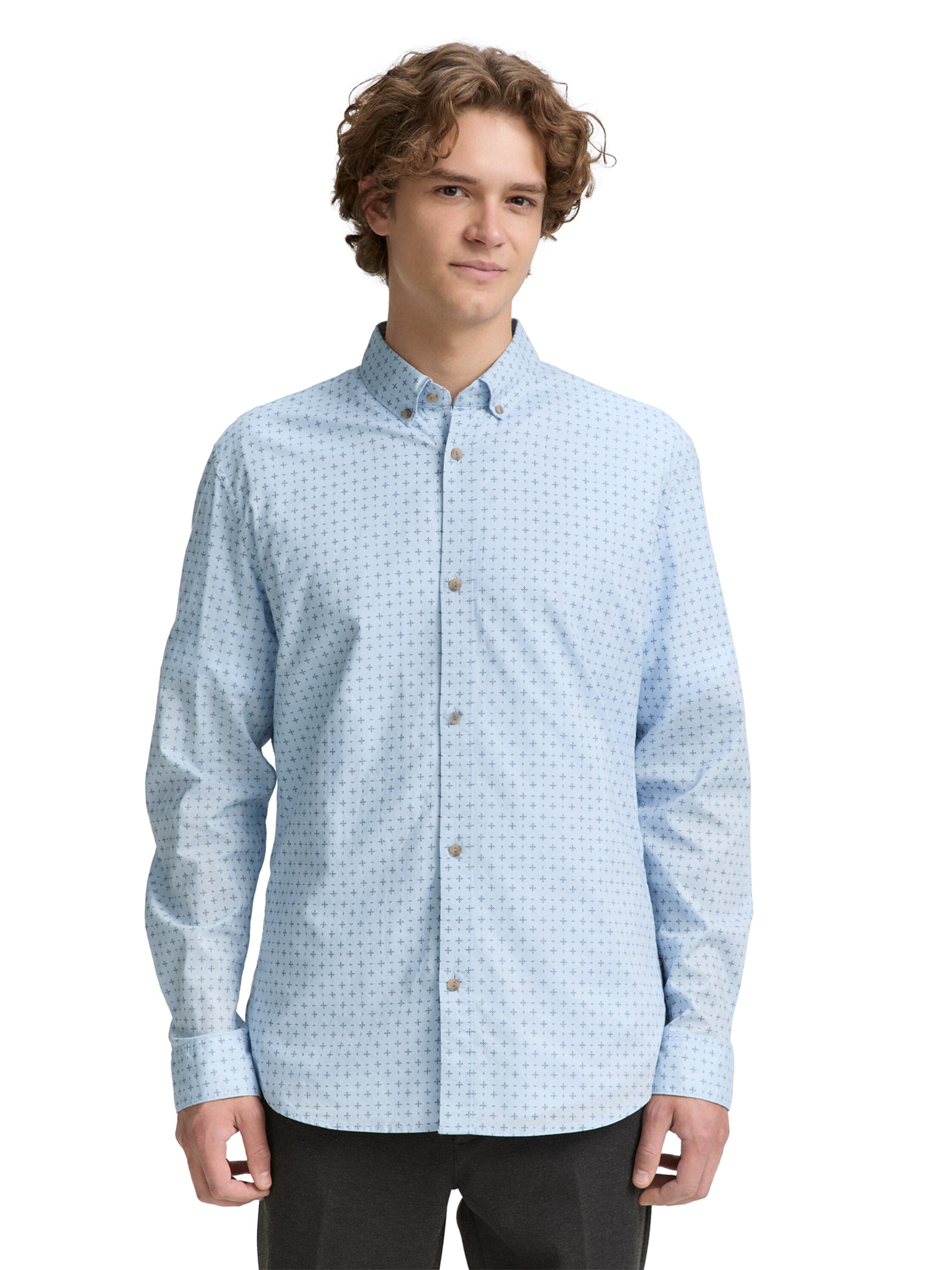 TOM TAILOR DENIM Slim fit Button Up Shirt in Blue: front