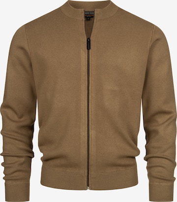 INDICODE JEANS Knit cardigan 'Laos' in Brown: front