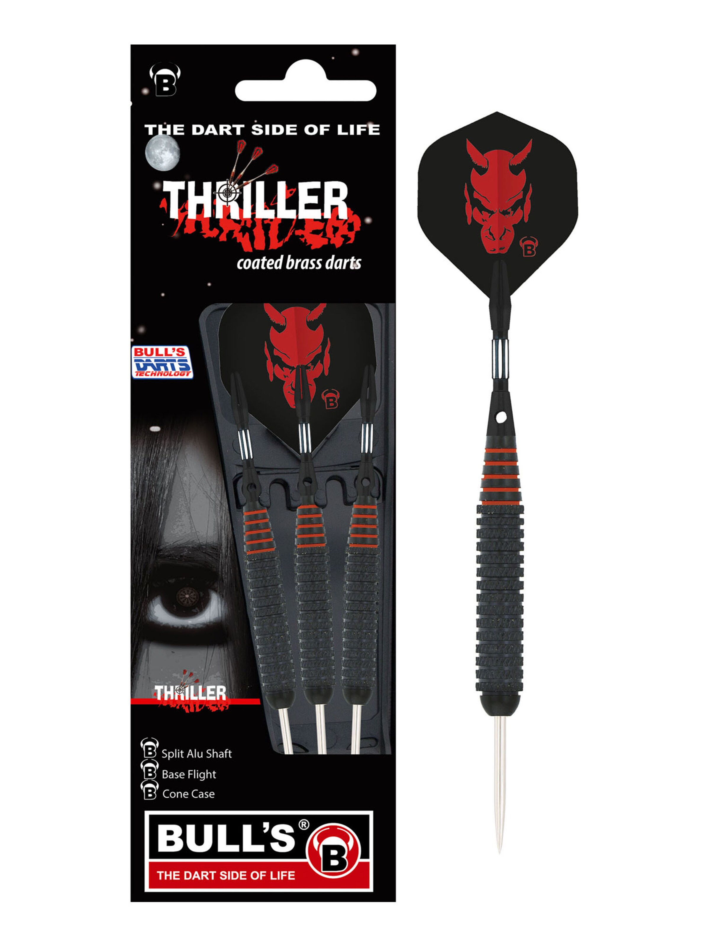 BULL'S Steeldarts ' Thriller Brass Dartpfeile Darts-Set Anfänger ' in Rot: Vorderseite