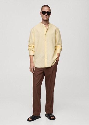 MANGO MAN Regular fit Button Up Shirt in Yellow
