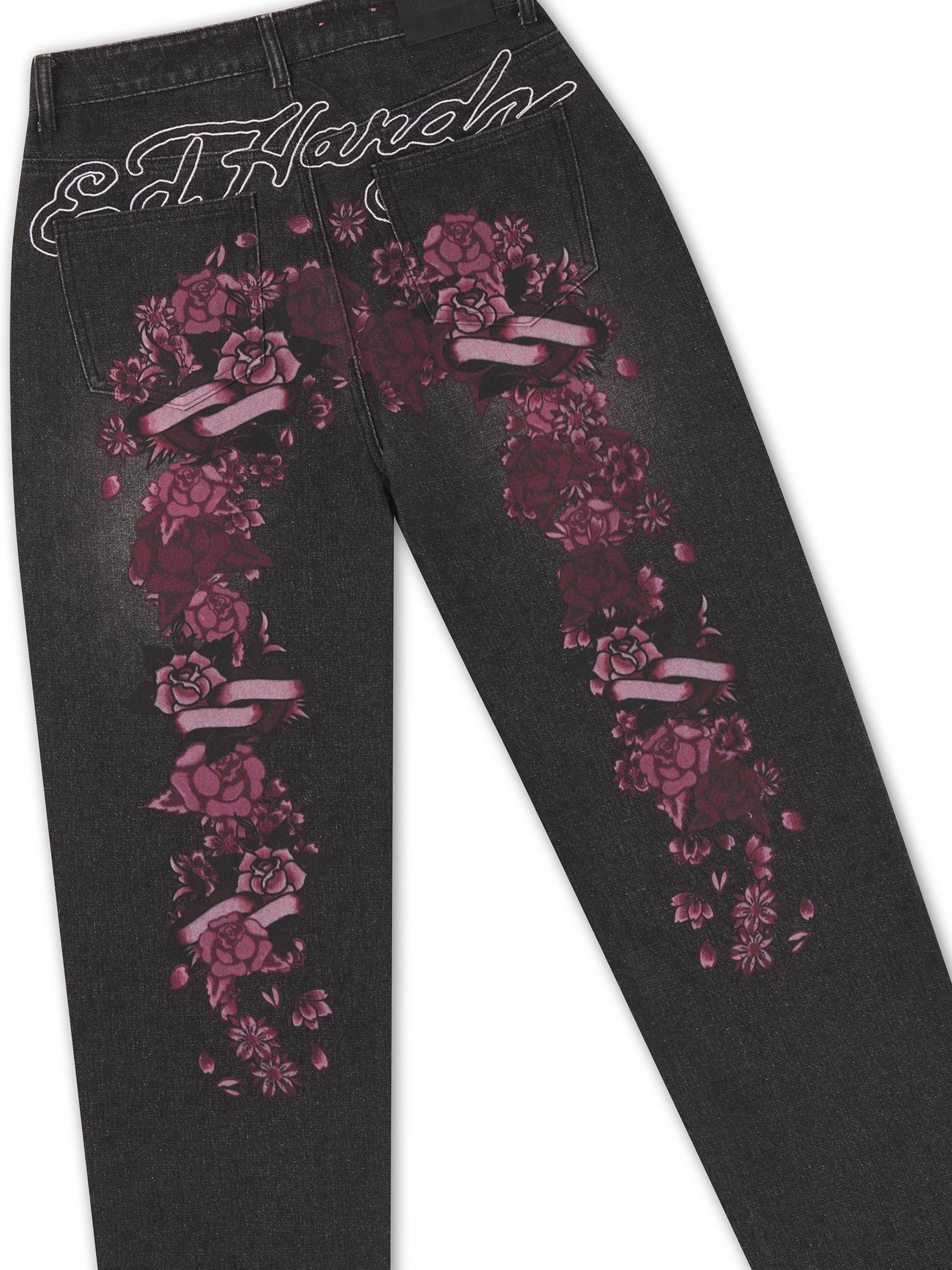 Ed Hardy - Loosefit Vaquero en negro: atrás