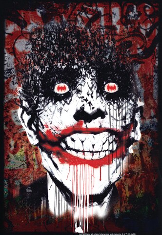 LOGOSHIRT Shirt 'Batman - Joker Bats Graffiti' in Zwart