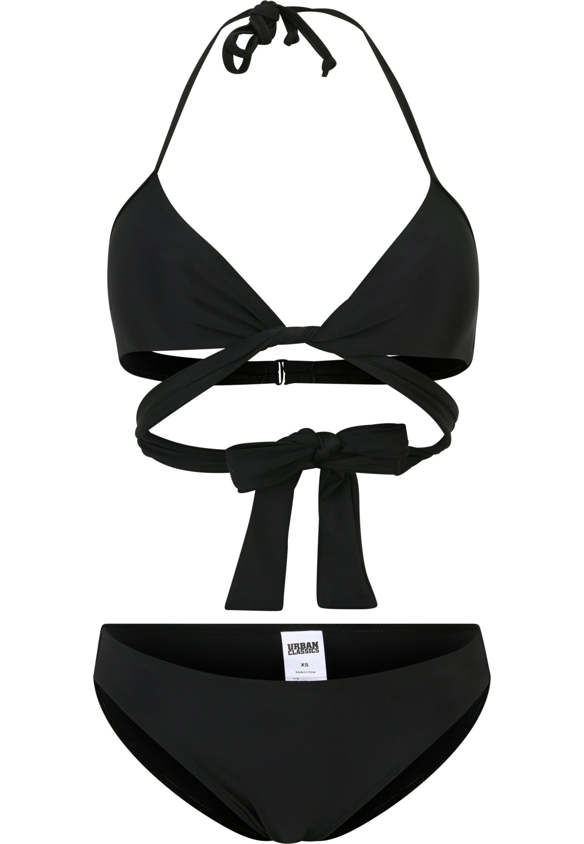 Urban Classics Triangel Bikini in Schwarz: Vorderseite