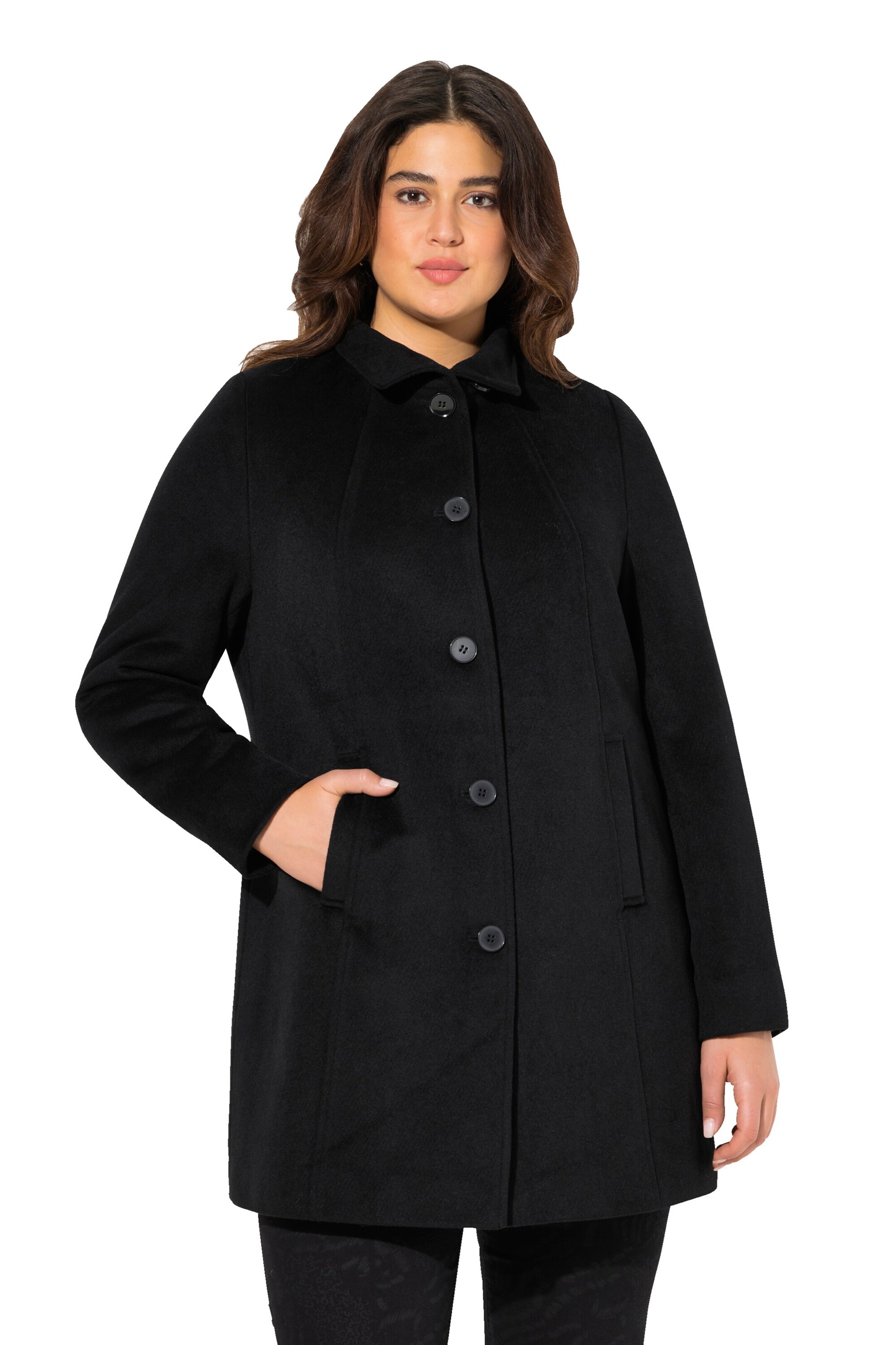 Ulla Popken Wintermantel in Schwarz: Vorderseite