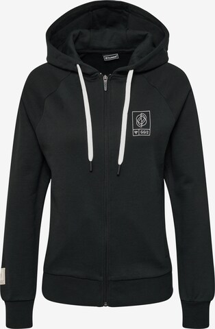 Hummel Athletic Zip-Up Hoodie in Black: front