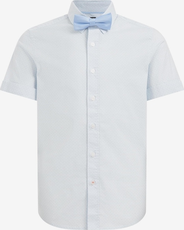 WE Fashion Slim fit Button up shirt in Blue: front