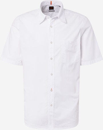 BOSS Orange - Slim Fit Camisa 'Relegant 6' em branco: frente