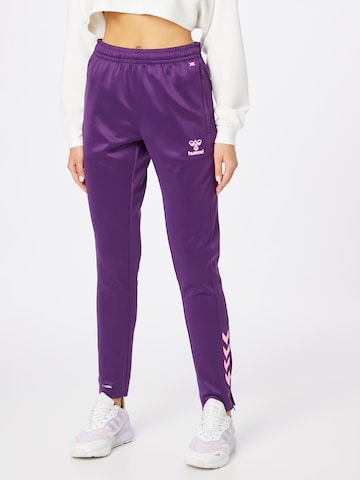 Hummel Slimfit Sportovní kalhoty – fialová: přední strana