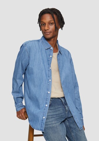 QS Regular fit Button Up Shirt in Blue
