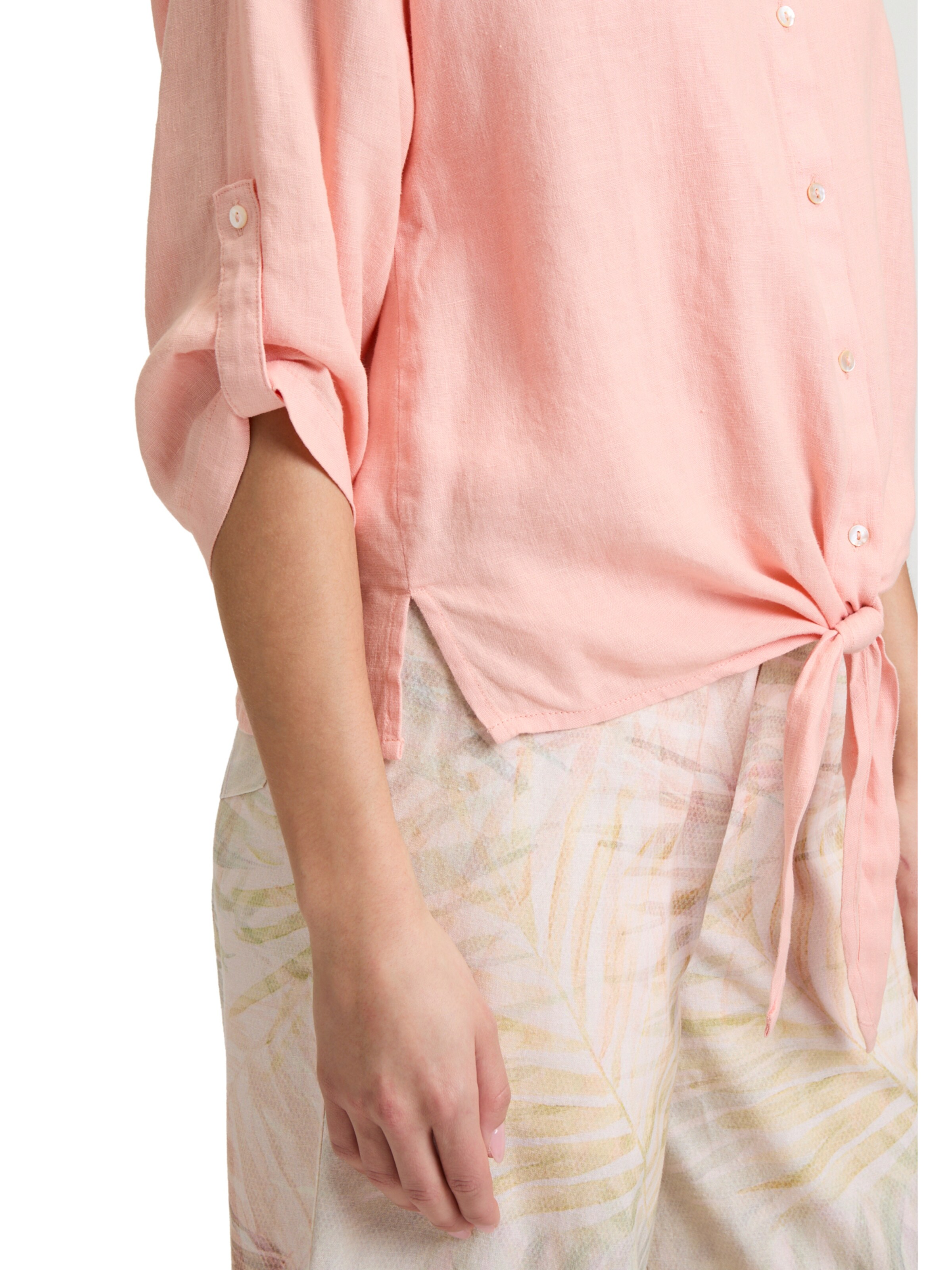 Cartoon Leinenbluse mit Kragen in Orange