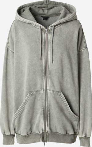 Monki Zip-Up Hoodie in Green: front