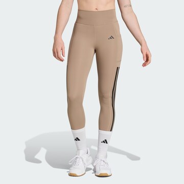 ADIDAS PERFORMANCE Skinny Sportbyxa 'Optime' i brun: framsida
