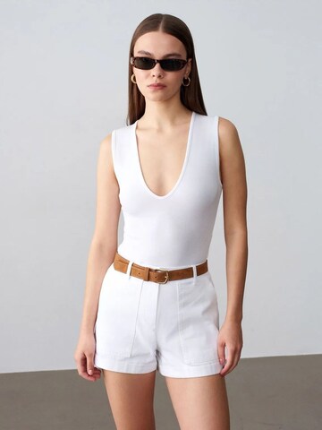 Dilvin Blouse Bodysuit in White