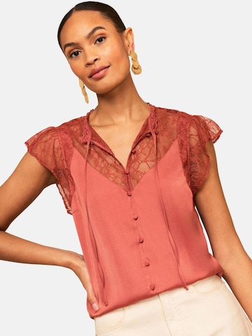 love & roses Blouse in Bruin: voorkant