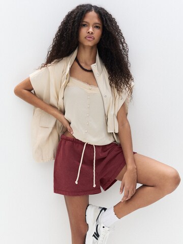 Pull&Bear Loosefit Broek in Rood