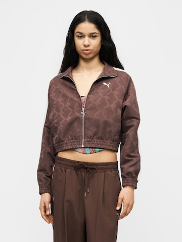 PUMA Αθλητικό μπουφάν 'T7' σε καφέ