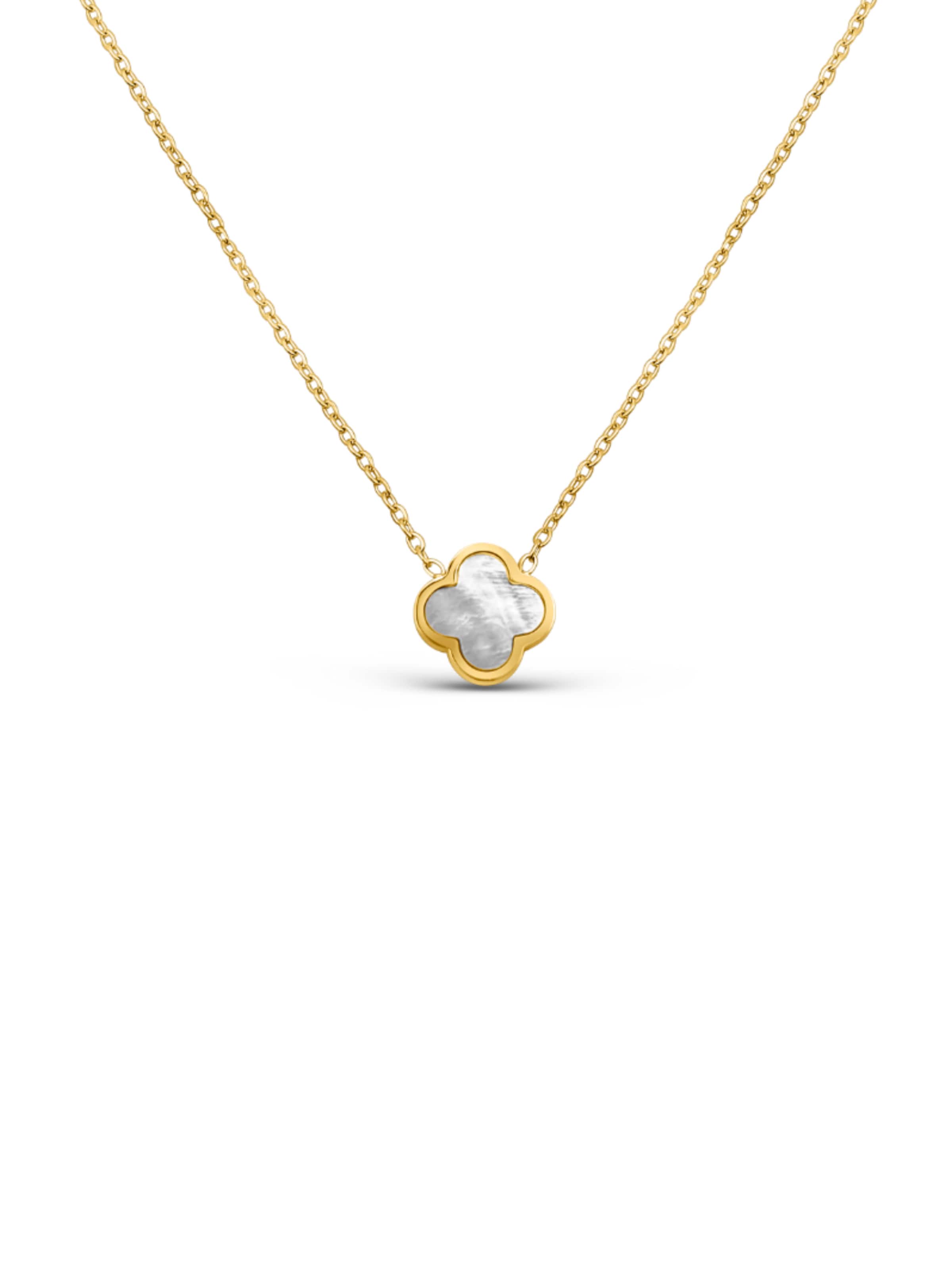 Pure Schmuck Kette 'Clover Perlmutt'‌‌‌‌‌‌‌‌‌ in Gold: Vorderseite