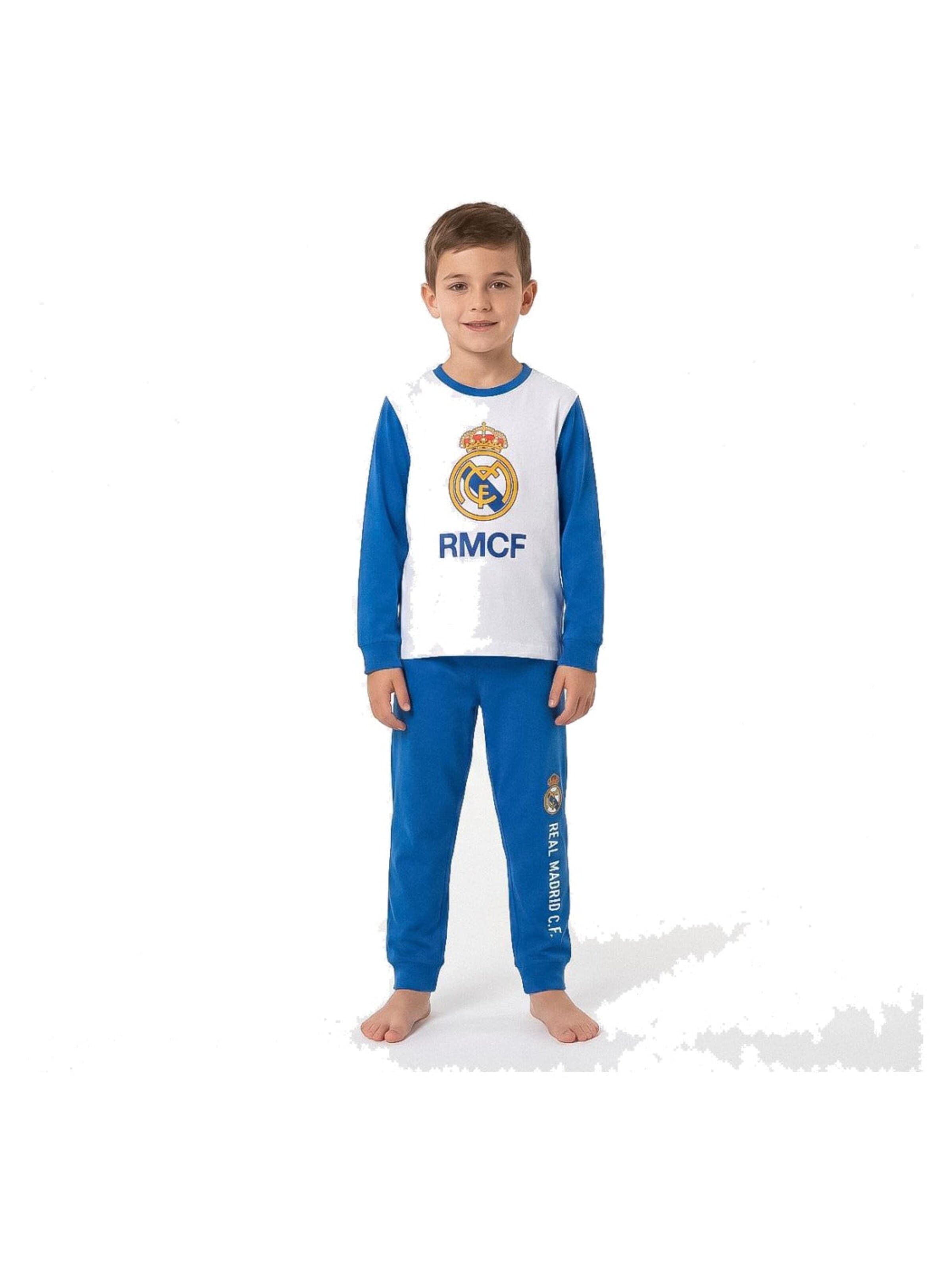 Real Madrid Nachtkledij 'Real Madrid Pyjama Kinderen Wit en Blauw met Clublogo en Lange Mouwen' in Wit