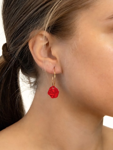 Boucles d'oreilles 'Acetat Creolen Alice' Fräulein Wunder en rouge