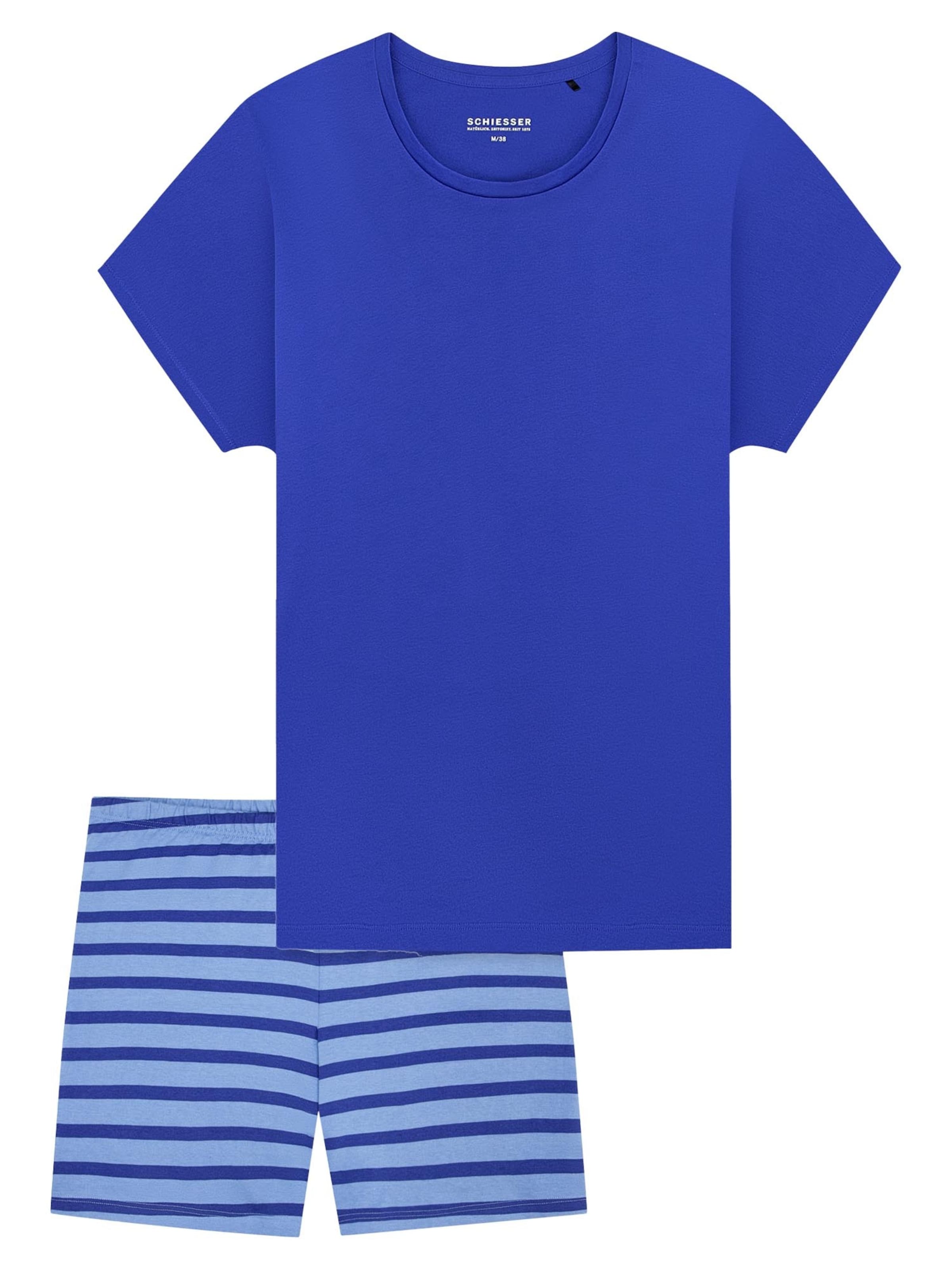 SCHIESSER - Pijama de pantalón corto 'Casual Essentials' en azul: frente