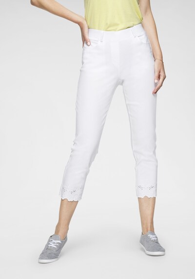 Navigazione Stretch-Hose mit Stickerei in weiß, Modelansicht