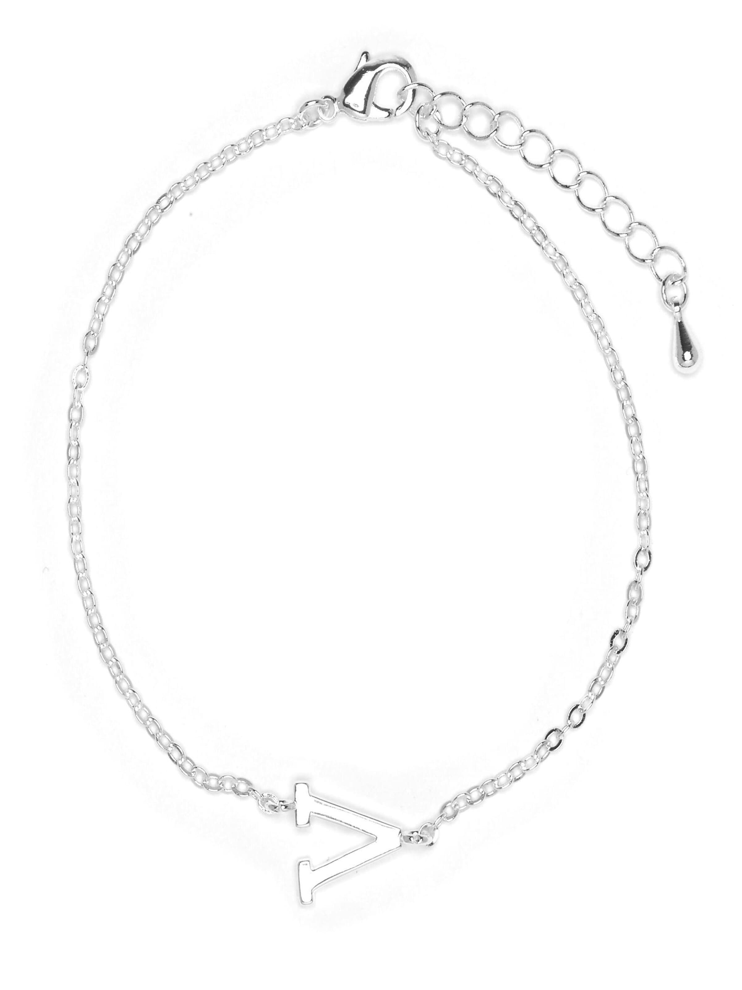 Luxenter - Pulseira 'Alphabet  V' em prata