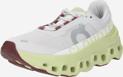 On Laufschuh 'Cloudmonster' in hellgrün / dunkelrot / offwhite, Produktansicht