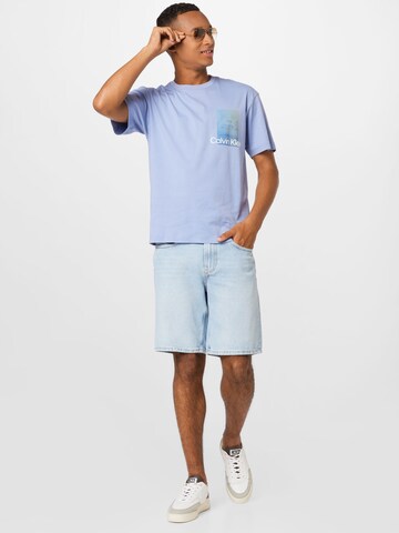 Calvin Klein Tričko 'Summer Clouds' – modrá