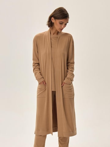 ESOTIQ - Albornoz corto 'Jersey-Hausmantel lang mit offener Front und Taschen Joyland S' en beige
