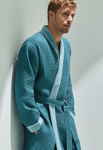 BOSS Long Bathrobe 'THERMS' in Blue: front