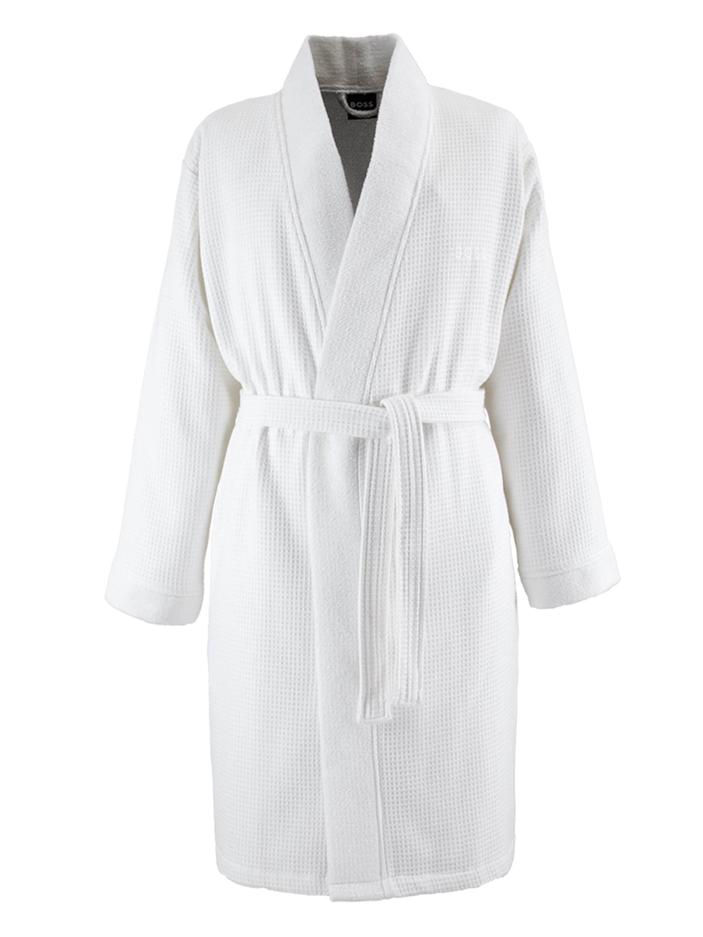 BOSS Home Long Bathrobe 'ONSEN' in White: front