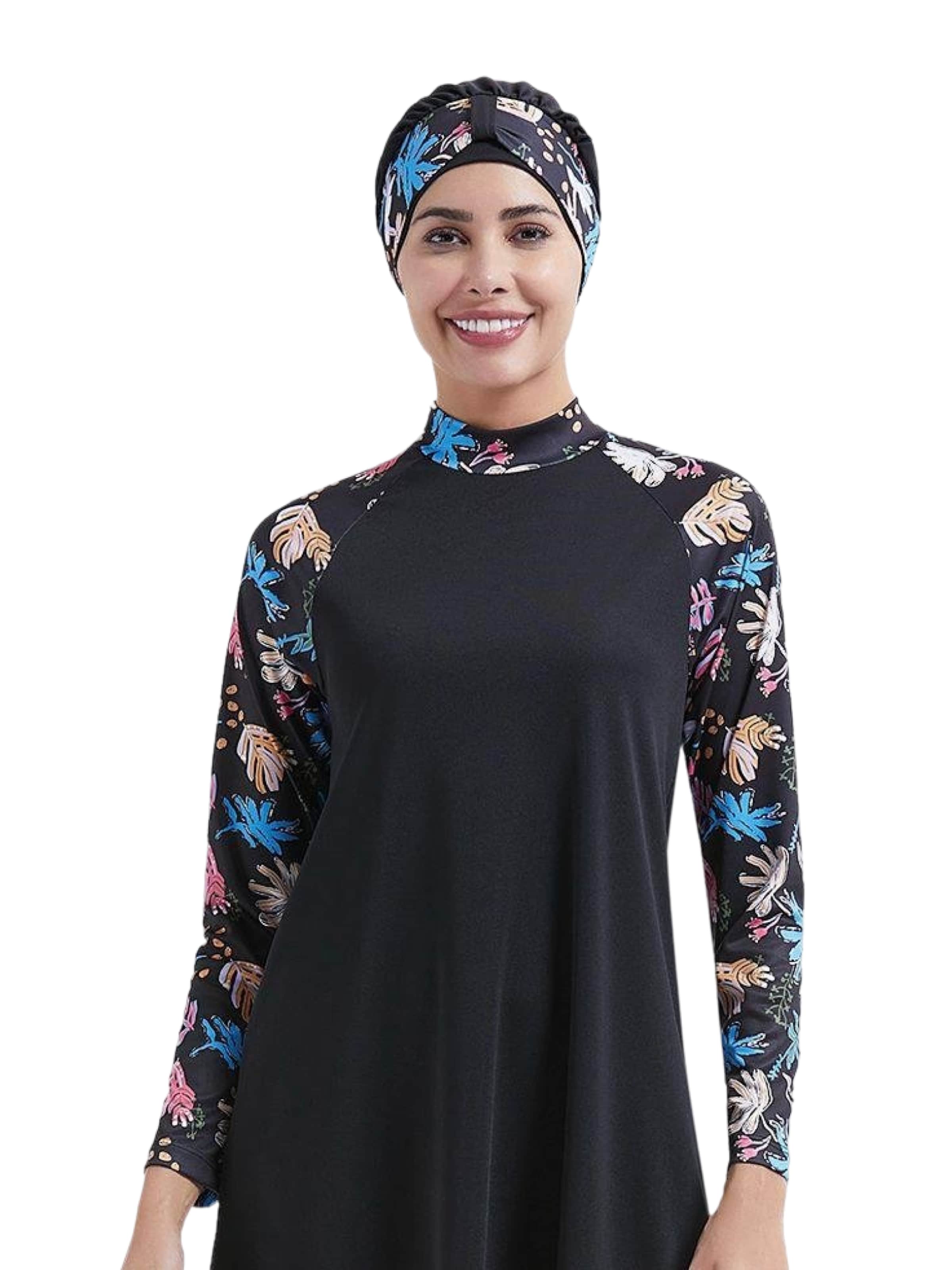 C&City T-Shirt Set: Badeanzugkleid und Badehose in Schwarz