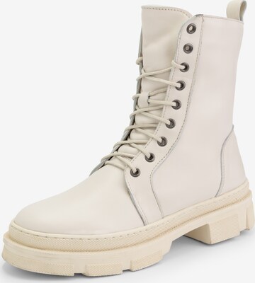 Mysa Lace-Up Ankle Boots 'Aster' in White: front
