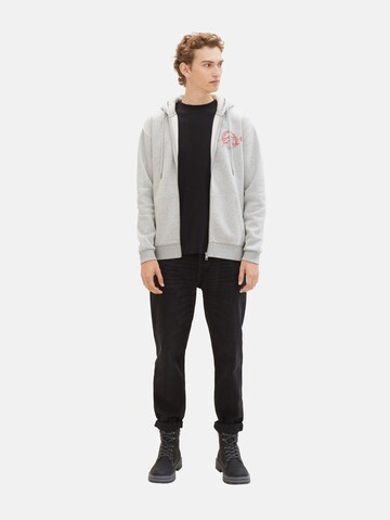 TOM TAILOR DENIM Zip-Up Hoodie in Grey