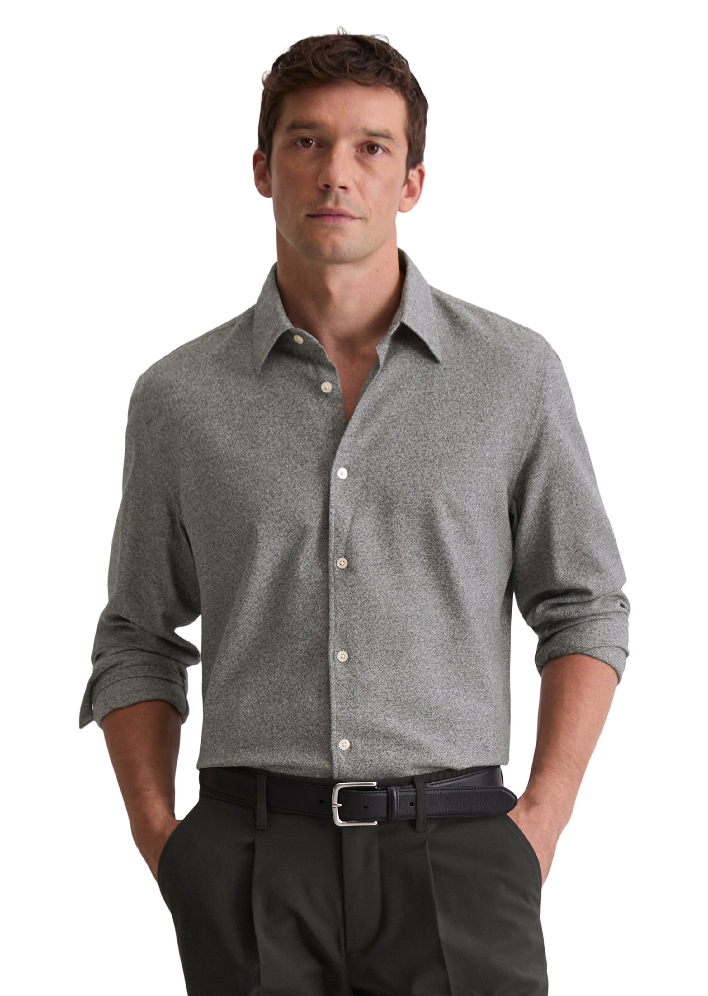 Marc O'Polo Regular fit Button Up Shirt in Grey: front